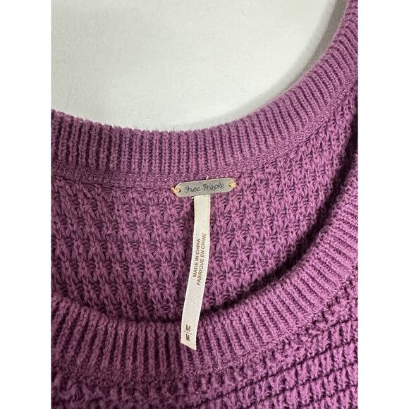 Free People Purple "Sunrise" Cold Shoulder Sweater Size Medium - Picture 5 of 7